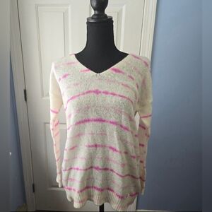 Jennifer Lopez Pink and Cream Striped Sweater Size Small